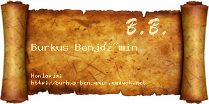 Burkus Benjámin névjegykártya